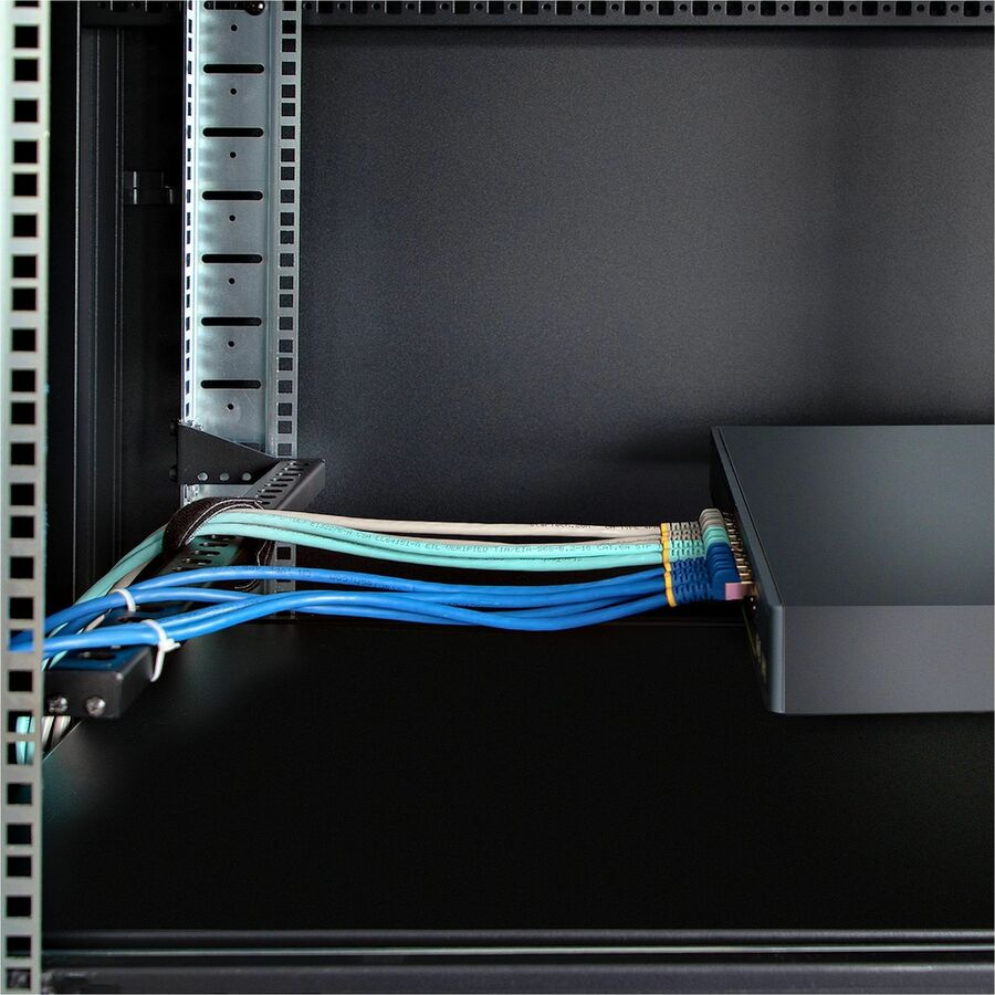 Alternate-Image6 Image for StarTech.com 1U Horizontal Cable Management Bar w/Adjustable Depth, 19" Rack-Mountable Lacing Bar For Organized Racks/Cabinets/Patch Panel