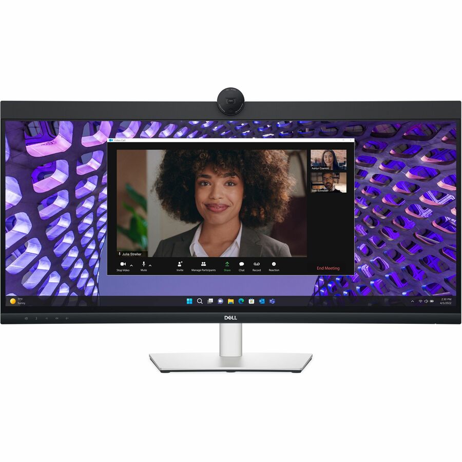 Front Image for Dell P3424WEB 34" Class Webcam UW-QHD Curved Screen LED Monitor - 21:9 - Black, Silver