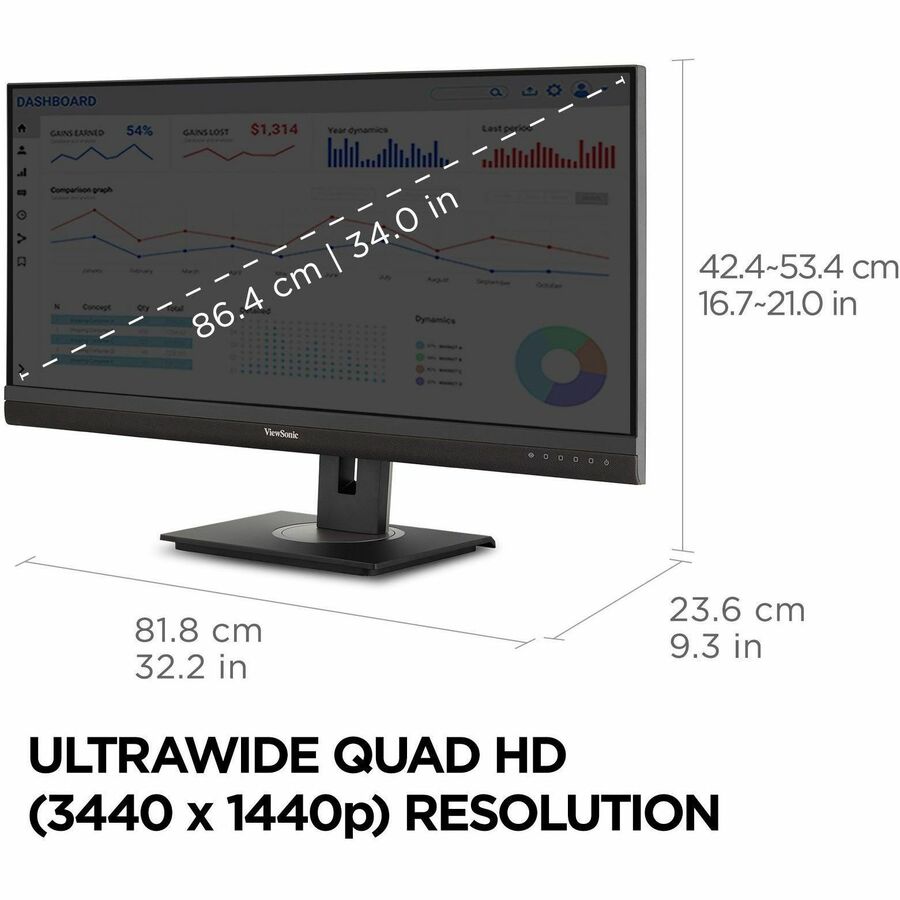 Alternate-Image10 Image for ViewSonic VG3456A 34" Class UW-QHD Curved Screen LED Monitor - 21:9 - Black
