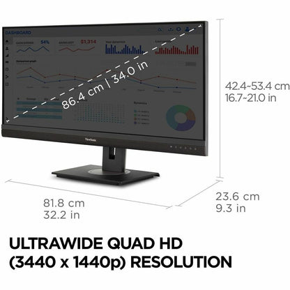 Alternate-Image10 Image for ViewSonic VG3456A 34" Class UW-QHD Curved Screen LED Monitor - 21:9 - Black