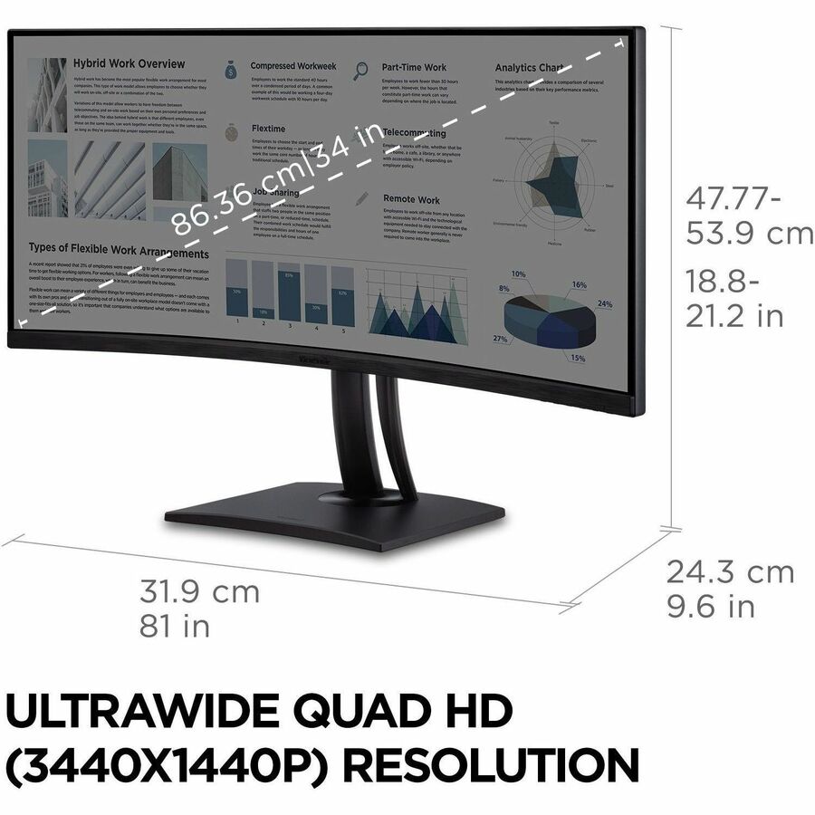 Alternate-Image10 Image for ViewSonic ColorPro VP3456A 34" Class UW-QHD Curved Screen LED Monitor - 21:9 - Black
