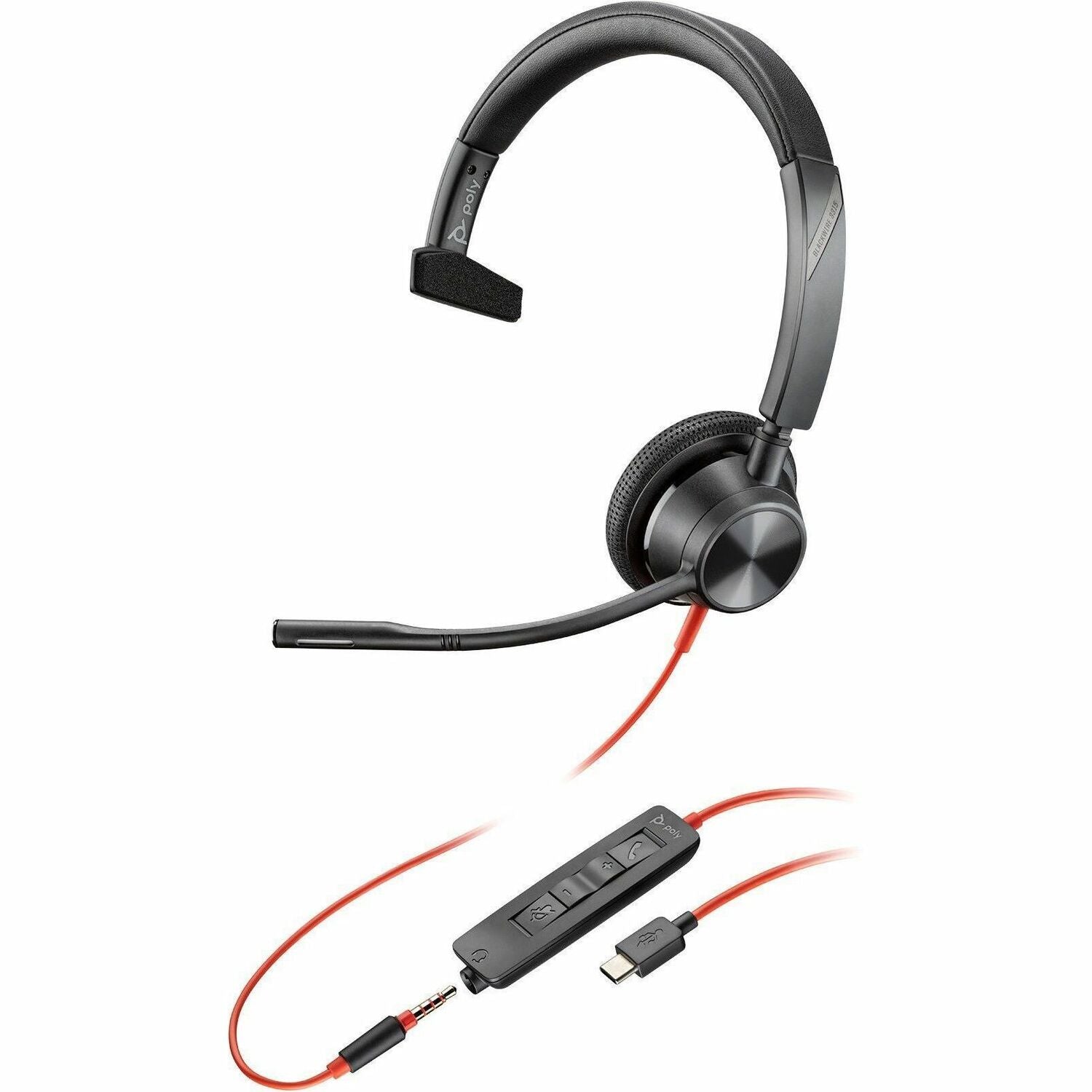 Main Image for Poly Blackwire 3315 Monaural USB-C Headset +3.5mm Plug +USB-C/A Adapter