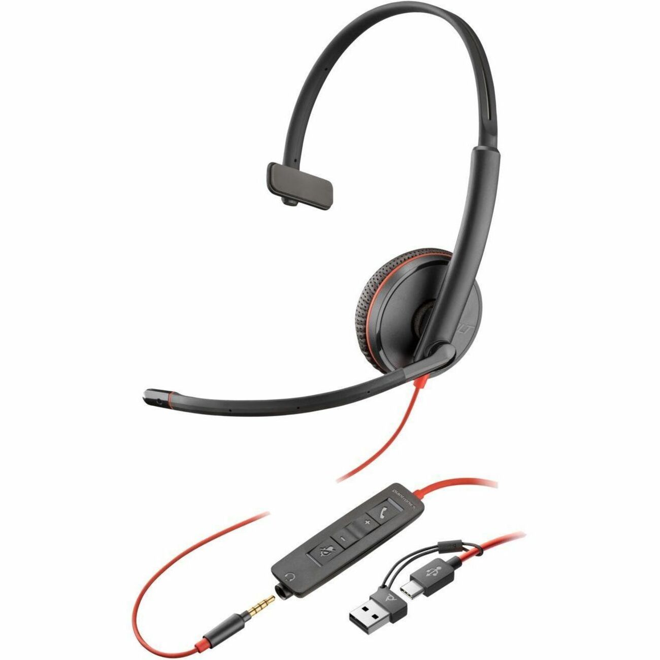 Main Image for Poly Blackwire 3215 Monaural USB-C Headset + 3.5mm Plug + USB-C/A Adapter (Bulk)