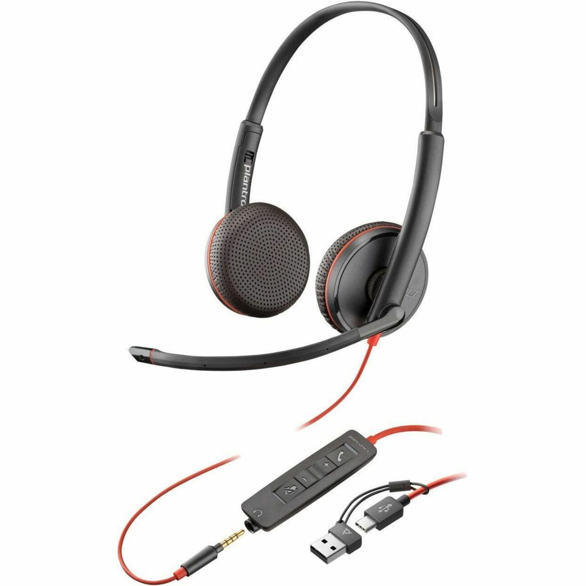 Main Image for Poly Blackwire 3225 Stereo USB-C Headset + 3.5mm Plug + USB-C/A Adapter