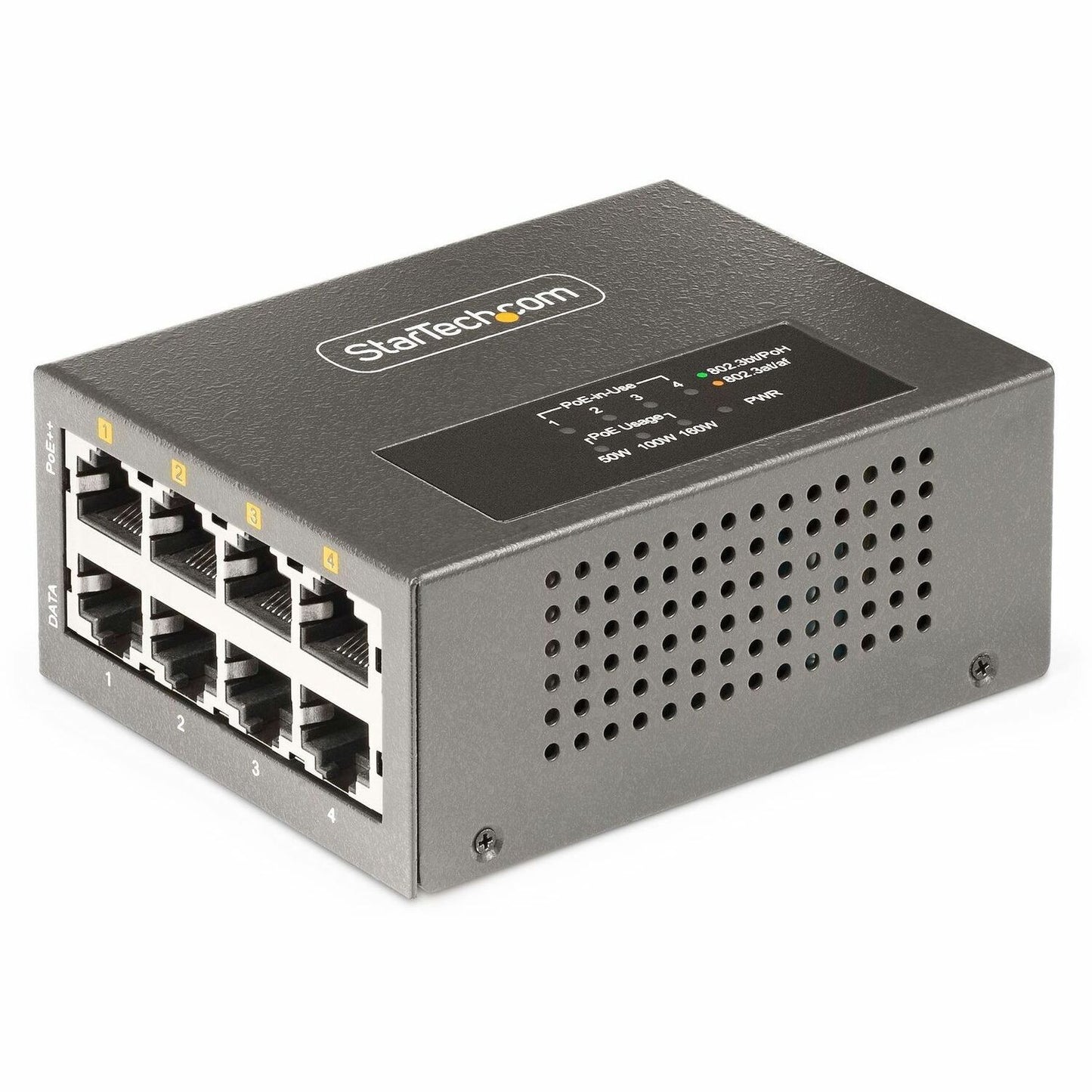 Main Image for StarTech 4-Port Multi-Gigabit PoE++ Injector, 5/2.5/1G Ethernet (NBASE-T), PoE/PoE+/PoE++ (802.3af/802.3at/802.3bt), 160W Budget, TAA
