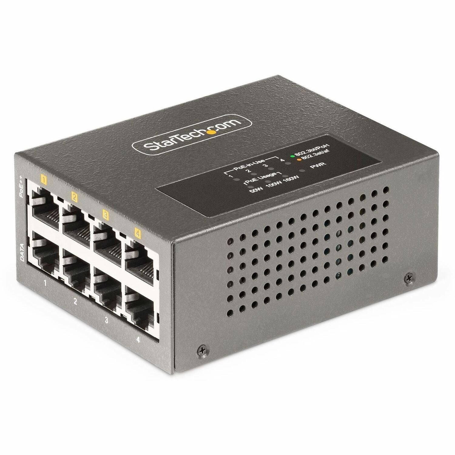 Main Image for StarTech 4-Port Multi-Gigabit PoE++ Injector, 5/2.5/1G Ethernet (NBASE-T), PoE/PoE+/PoE++ (802.3af/802.3at/802.3bt), 160W Budget, TAA