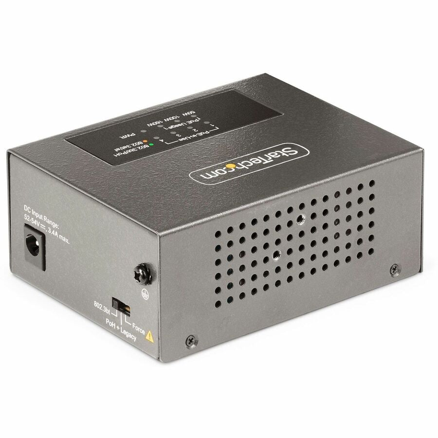 Alternate-Image1 Image for StarTech 4-Port Multi-Gigabit PoE++ Injector, 5/2.5/1G Ethernet (NBASE-T), PoE/PoE+/PoE++ (802.3af/802.3at/802.3bt), 160W Budget, TAA