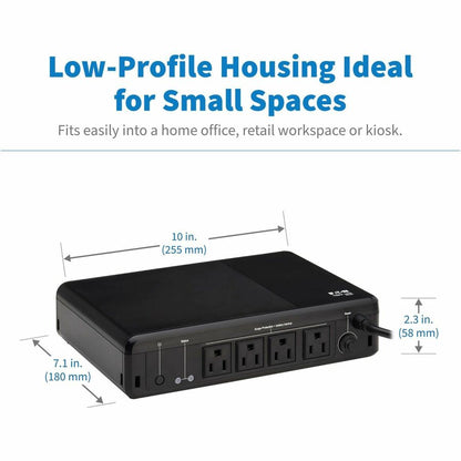 Line-Art Image for Eaton Tripp Lite Series 600VA 300W 120V Standby UPS - 4 NEMA 5-15R Outlets (Surge + Battery Backup), 5-15P Plug, Desktop
