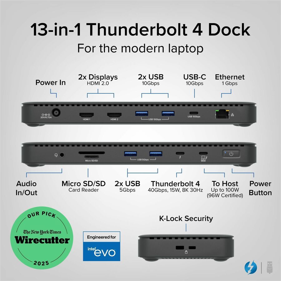 Alternate-Image1 Image for Plugable Thunderbolt 4 Dock with 100W Charging, Thunderbolt Certified