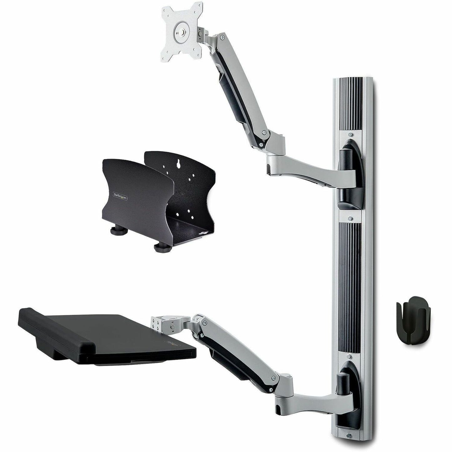 Main Image for StarTech.com Wall Mount Workstation, VESA Mount 22lb/10kg, Fully Articulating Monitor Mount & Keyboard Tray, Standing Desk w/PC Bracket