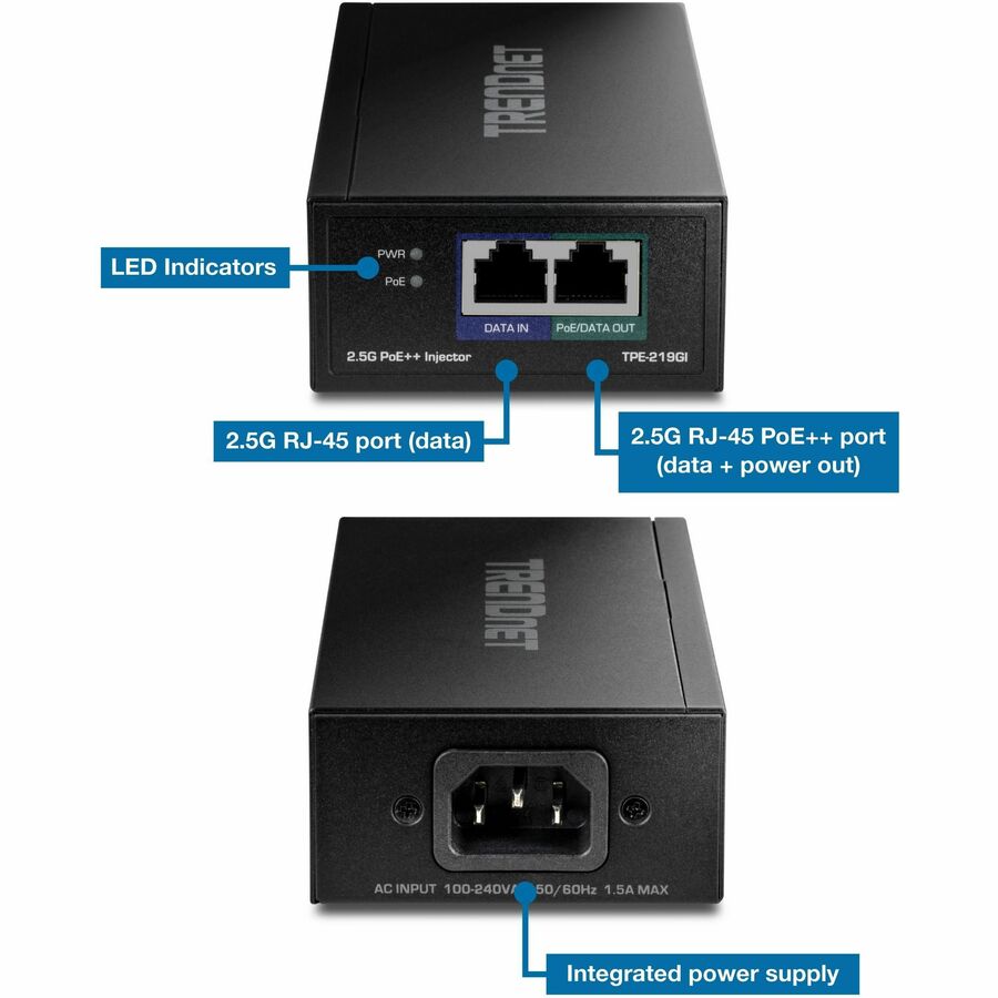 Alternate-Image4 Image for TRENDnet TPE-219GI PoE++ Injector
