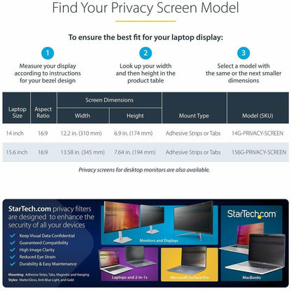 Alternate-Image4 Image for StarTech 14-inch 16:9 Laptop Privacy Screen, Reversible Gold Filter w/Enhanced Privacy, Computer Security Filter, +/- 30&deg; View Angle