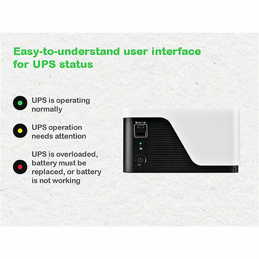 Alternate-Image1 Image for APC Back-UPS, 700VA/420W, Floor/Wall Mount, 120V, 6x NEMA 5-15R outlets, USB Type A + C Ports, Battery is not user replaceable