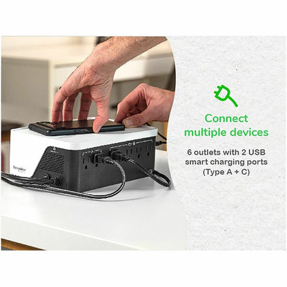 Alternate-Image7 Image for APC Back-UPS, 700VA/420W, Floor/Wall Mount, 120V, 6x NEMA 5-15R outlets, USB Type A + C Ports, Battery is not user replaceable