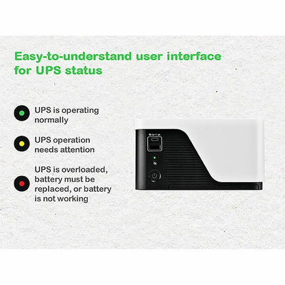 Alternate-Image2 Image for APC Back-UPS, 500VA/300W, Floor/Wall Mount, 120V, 6x NEMA 5-15R outlets, USB Type A + C Ports, Battery is not user replaceable