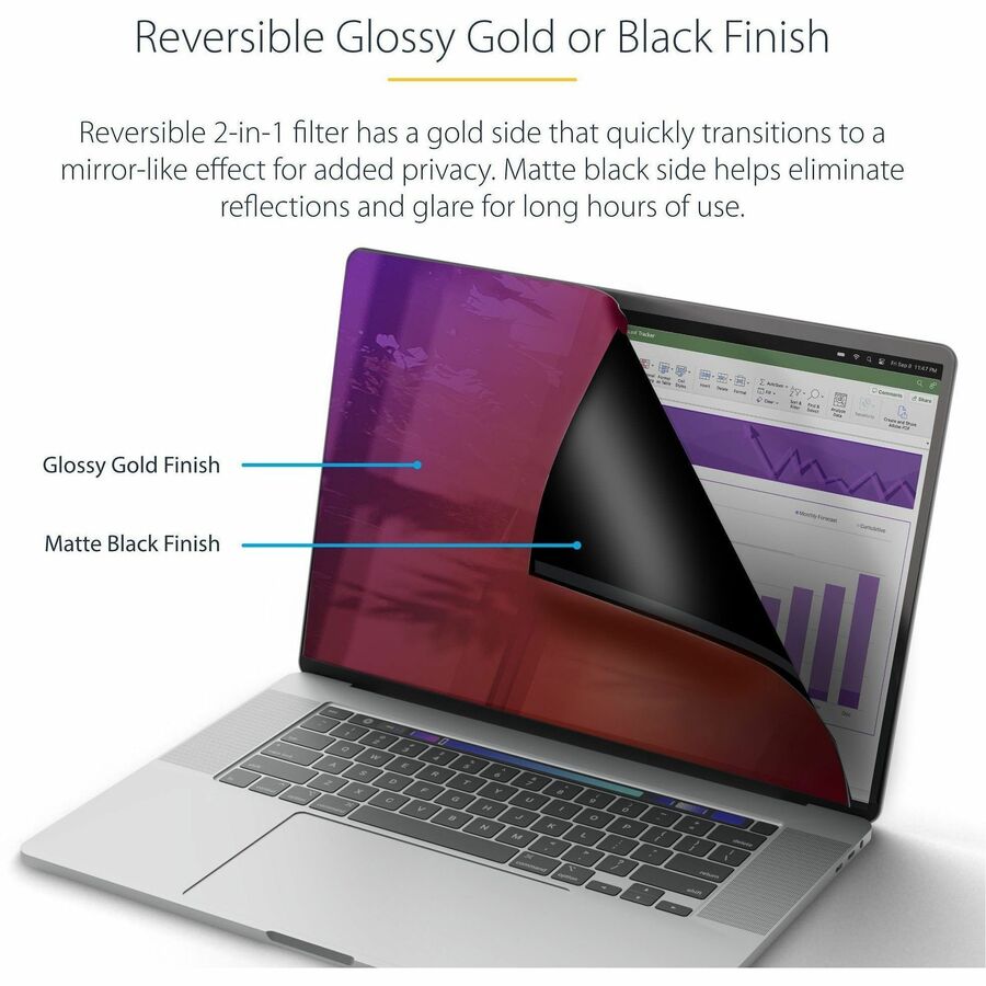 Alternate-Image2 Image for StarTech 16-inch MacBook Pro M1 M2 M3 M4 Laptop Privacy Screen, Double-Sided Anti-Glare Matte or Glossy Gold, Privacy Filter