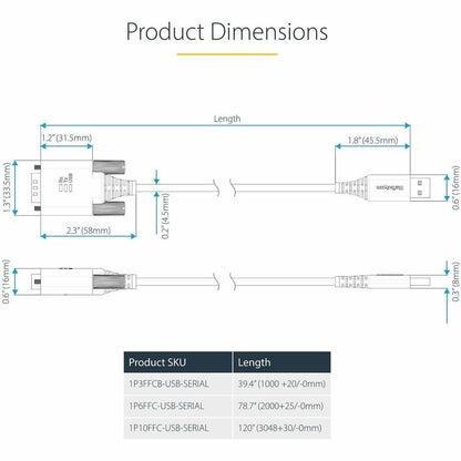 Alternate-Image7 Image for StarTech.com 3ft (1m) USB to Serial Adapter Cable, COM Retention, FTDI IC, DB9 RS232, Interchangeable DB9 Screws/Nuts, Windows/macOS/Linux