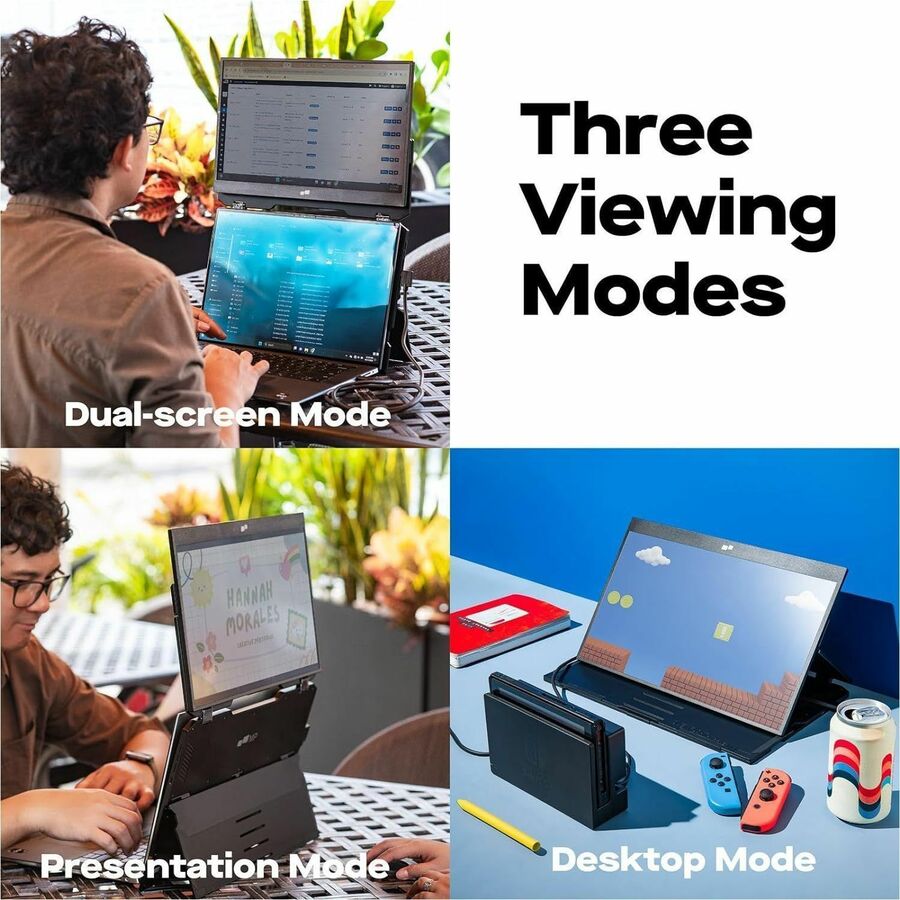 Alternate-Image1 Image for Duex Float Mobile Pixels 15.6" Stacked Portable Screens, Full HD IPS 1080P Touchscreen Monitor with Built-in Kickstand, USB Type-C/HDMI Plug and Play, Support Windows/Mac/Android/ChromeOS/Switch