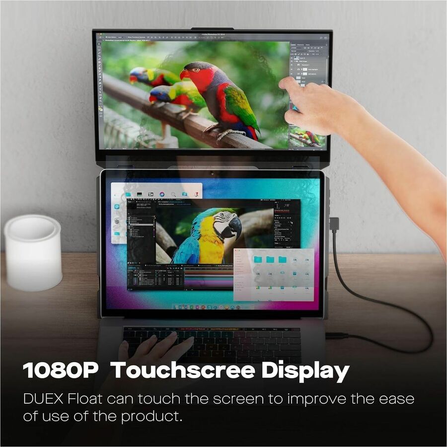 Alternate-Image2 Image for Duex Float Mobile Pixels 15.6" Stacked Portable Screens, Full HD IPS 1080P Touchscreen Monitor with Built-in Kickstand, USB Type-C/HDMI Plug and Play, Support Windows/Mac/Android/ChromeOS/Switch