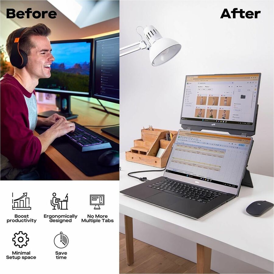 Alternate-Image4 Image for Duex Float Mobile Pixels 15.6" Stacked Portable Screens, Full HD IPS 1080P Touchscreen Monitor with Built-in Kickstand, USB Type-C/HDMI Plug and Play, Support Windows/Mac/Android/ChromeOS/Switch