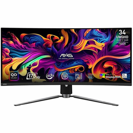 Main Image for MSI MAG 341CQP OD-OLED 34" Class UW-QHD Curved Screen Gaming OLED Monitor - 21:9 - Black