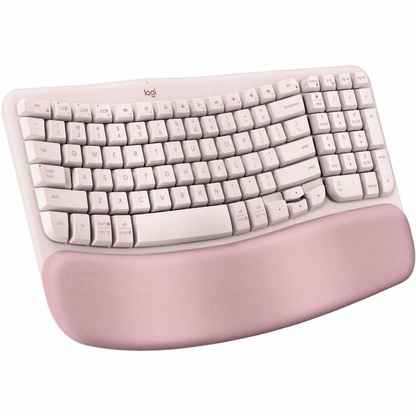 Main Image for Logitech Wave Keys Wireless Ergonomic Keyboard with Cushioned Palm Rest, Comfortable Natural Typing, Easy-Switch, Rose