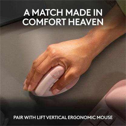 Alternate-Image7 Image for Logitech Wave Keys Wireless Ergonomic Keyboard with Cushioned Palm Rest, Comfortable Natural Typing, Easy-Switch, Rose