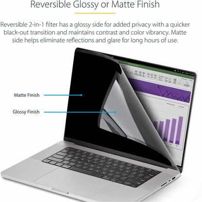 Alternate-Image2 Image for StarTech.com 15-inch MacBook Air 2023/2024 Laptop Privacy Screen, Removable and Reversible Anti-Glare Blue Light Filter, Magnetic