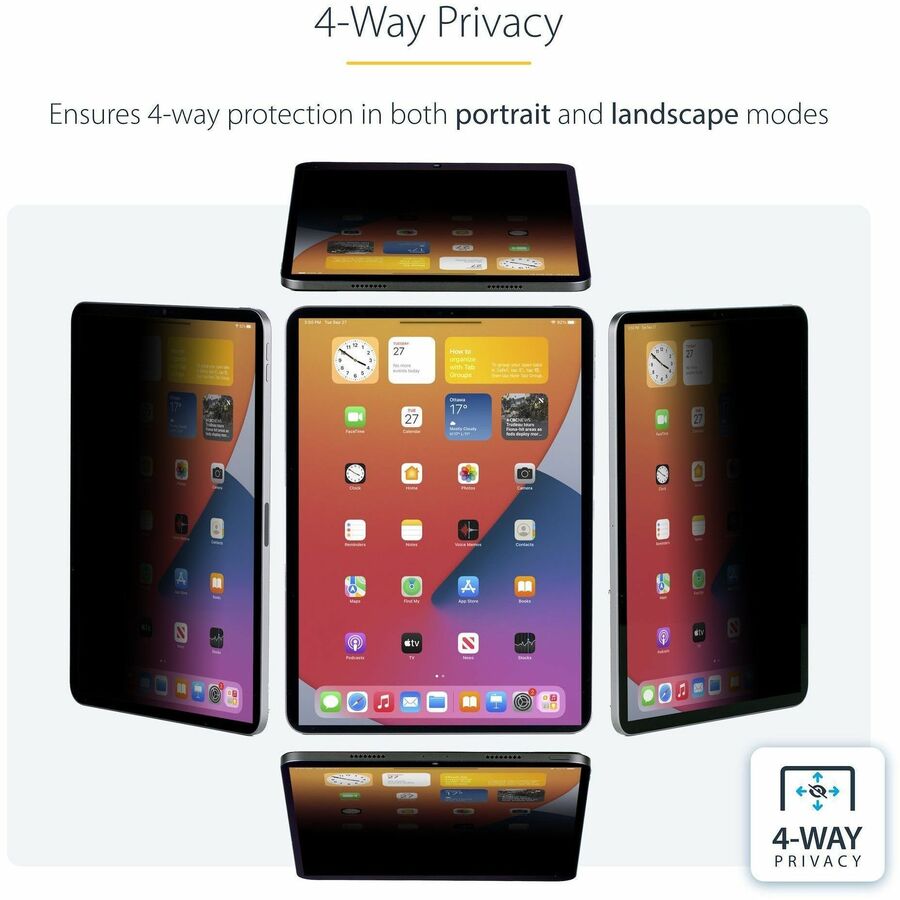 Alternate-Image2 Image for StarTech.com 4-Way Privacy Screen For 12.9-inch iPad Pro, 3rd Gen and Up, Portrait/Landscape, Touch-Enabled, +/- 30 Deg. View, Anti-Glare