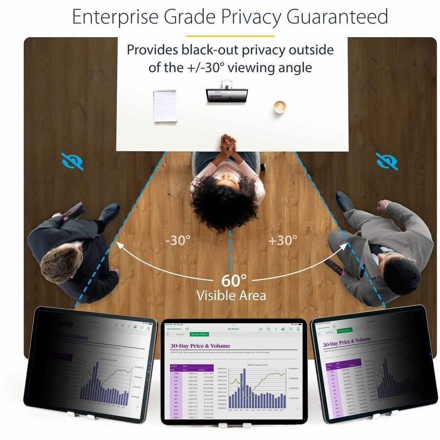 Alternate-Image1 Image for StarTech.com 4-Way Privacy Screen For 12.9-inch iPad Pro, 3rd Gen and Up, Portrait/Landscape, Touch-Enabled, +/- 30 Deg. View, Anti-Glare