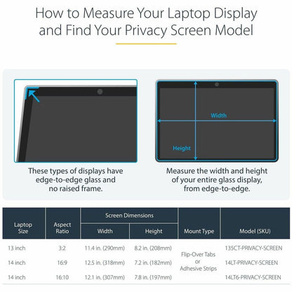 Alternate-Image5 Image for StarTech.com 14-inch 16:10 Flip-Over Privacy Screen w/Touch, Anti-Glare Privacy Filter, Laptop Monitor Screen Protector, Blue Light Filter