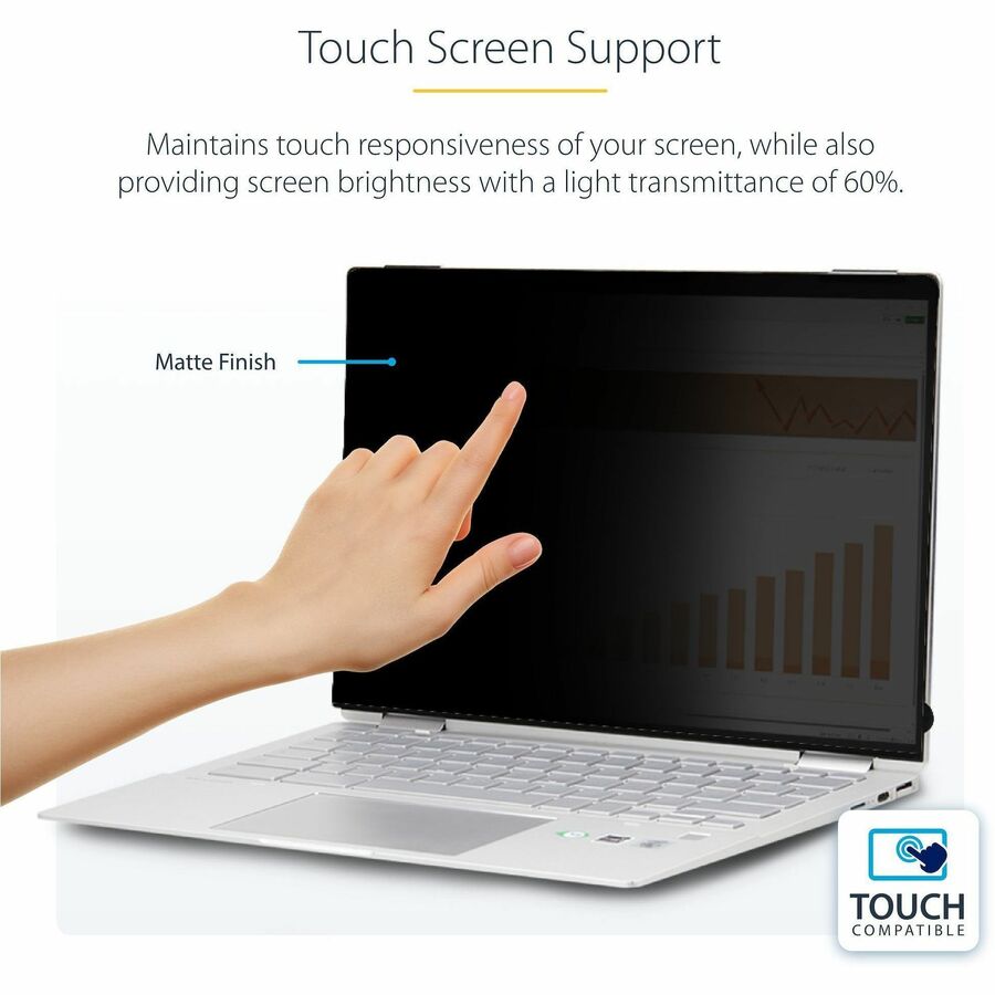 Alternate-Image3 Image for StarTech.com 14-inch 16:10 Flip-Over Privacy Screen w/Touch, Anti-Glare Privacy Filter, Laptop Monitor Screen Protector, Blue Light Filter