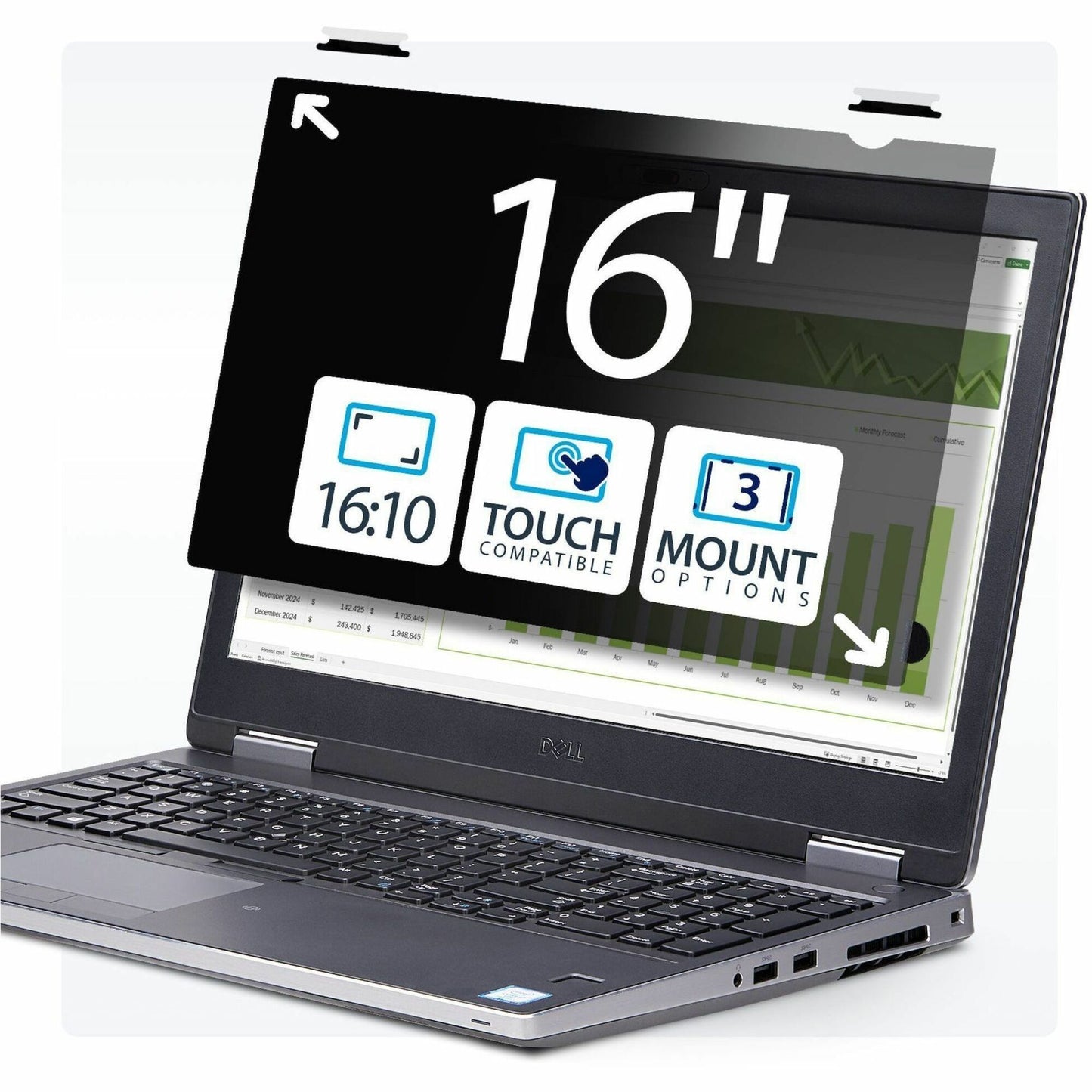 Main Image for StarTech 16-inch 16:10 Flip-Up Privacy Screen w/Touch, Anti-Glare Privacy Filter, Laptop Monitor Screen Protector, Blue Light Filter