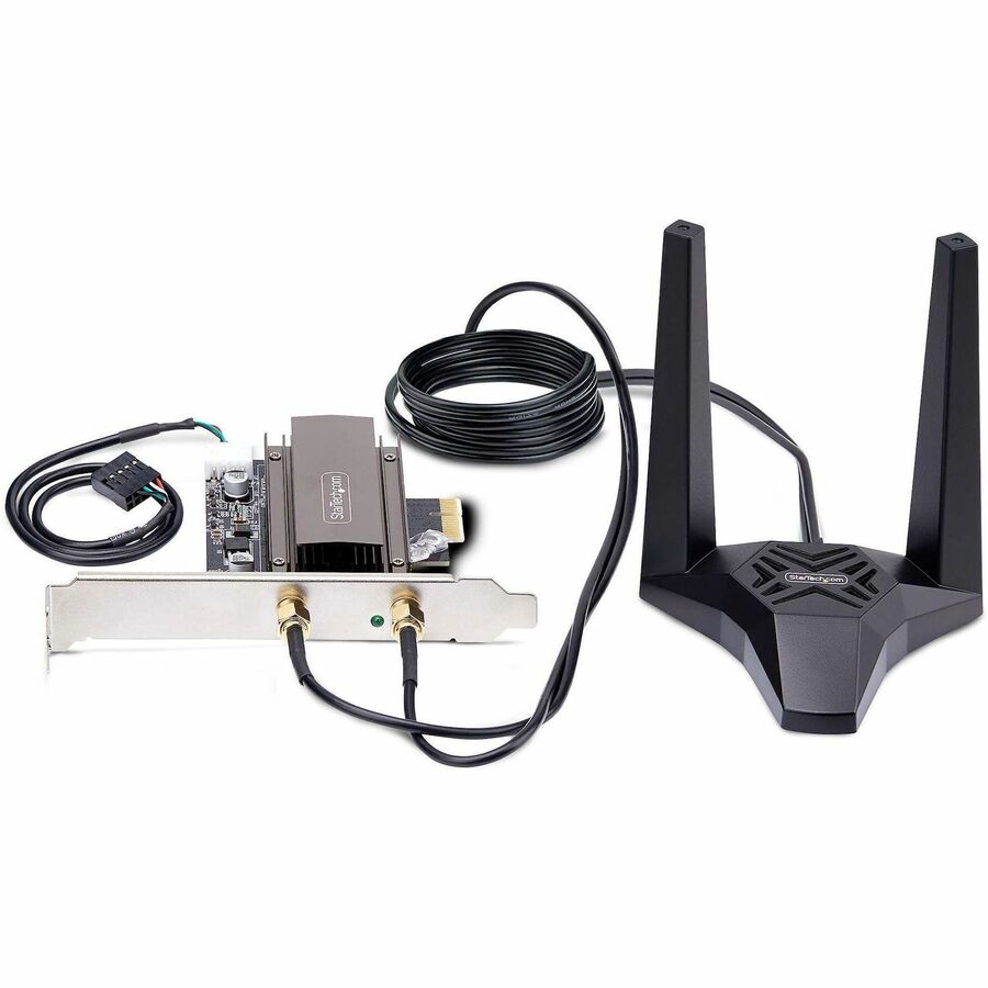 Front Image for StarTech.com Wi-Fi 6E PCIe Network Card, Bluetooth 5.3, Magnetic Antenna Base, Tri-Band 802.11ax, AX5400 WiFi NIC, Windows/Linux