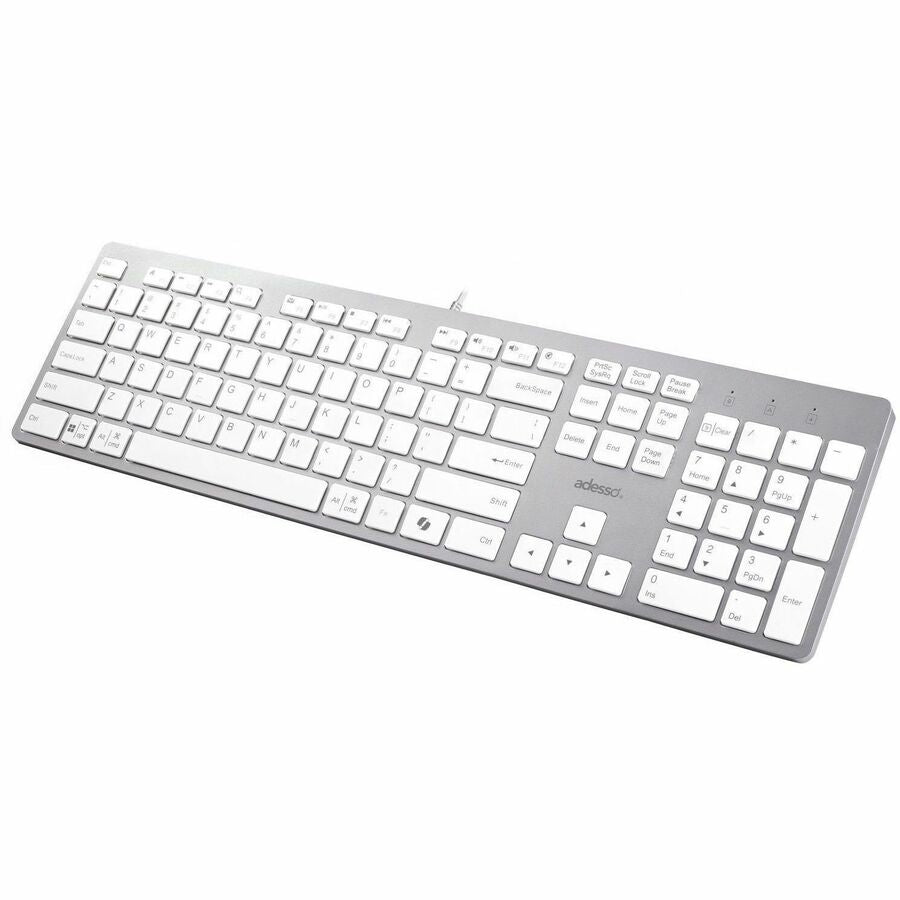 Left Image for Adesso EasyTouch 730UW USB-C Multi OS Scissor Switch Keyboard With CoPilot AI Hotkey And USB-C, USB-A, 3.5mm Aux Ports