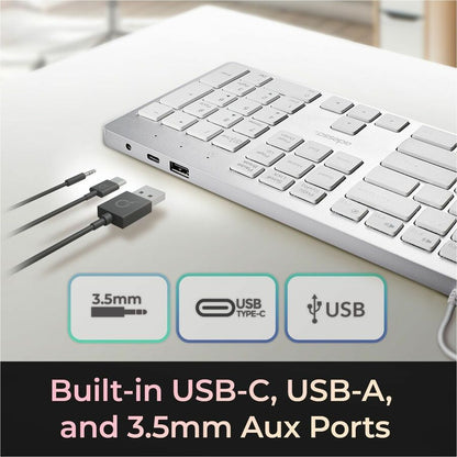 Alternate-Image2 Image for Adesso EasyTouch 730UW USB-C Multi OS Scissor Switch Keyboard With CoPilot AI Hotkey And USB-C, USB-A, 3.5mm Aux Ports