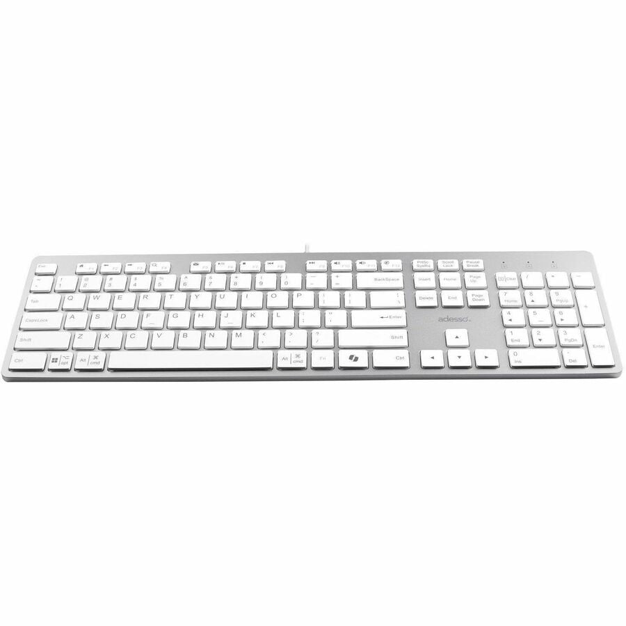 Front Image for Adesso EasyTouch 730UW USB-C Multi OS Scissor Switch Keyboard With CoPilot AI Hotkey And USB-C, USB-A, 3.5mm Aux Ports