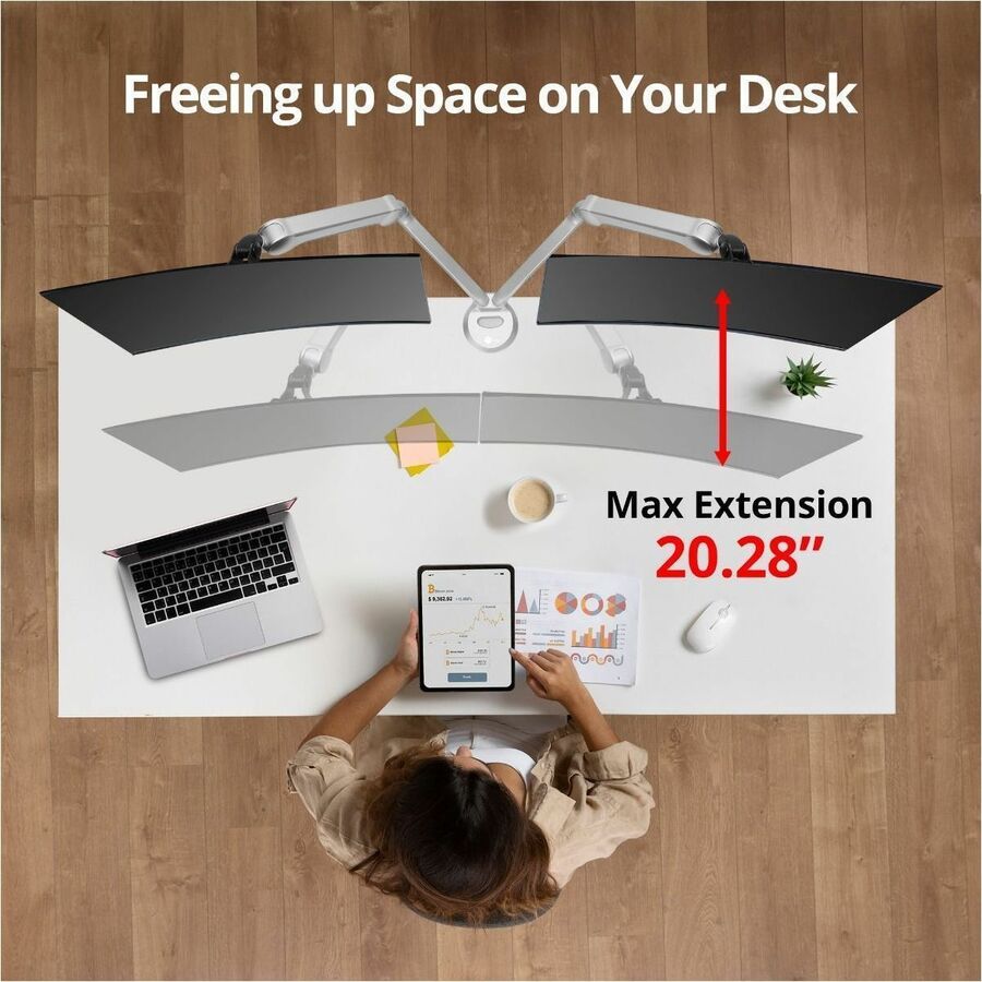 Alternate-Image5 Image for SIIG MTPRO Desk Mount Dual Gas Spring Monitor Arm - up to 32" Display - Max. Load 19.8 lbs - VESA 75 & 100mm