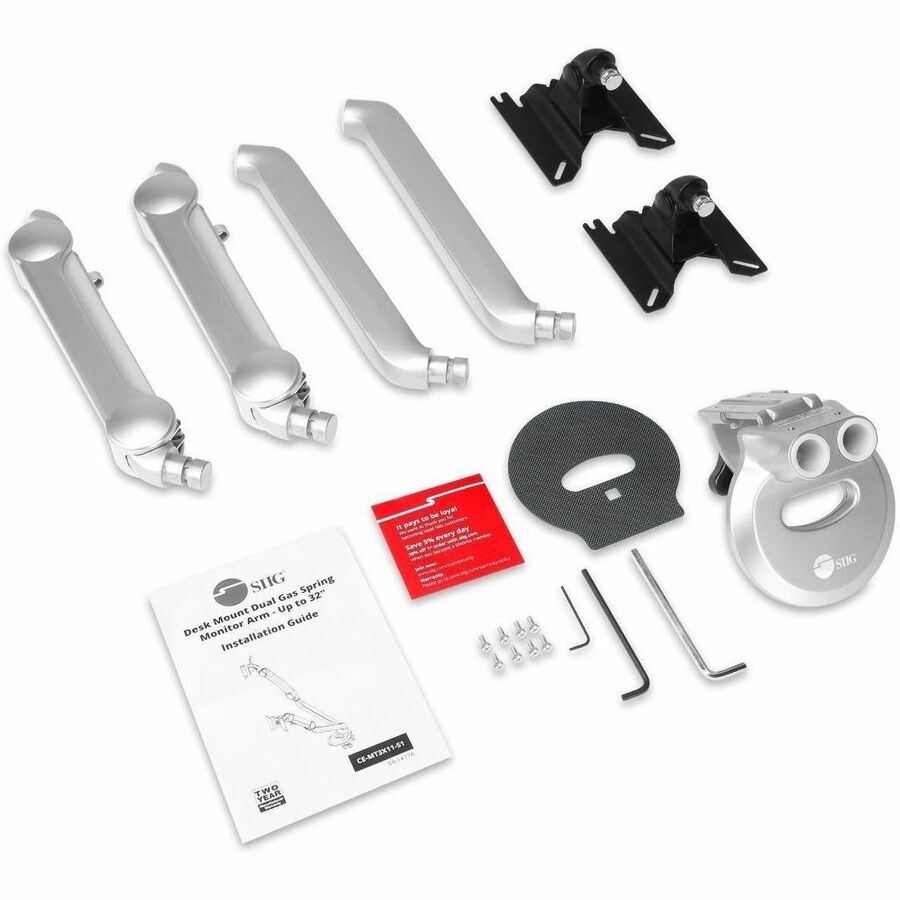 Alternate-Image8 Image for SIIG MTPRO Desk Mount Dual Gas Spring Monitor Arm - up to 32" Display - Max. Load 19.8 lbs - VESA 75 & 100mm
