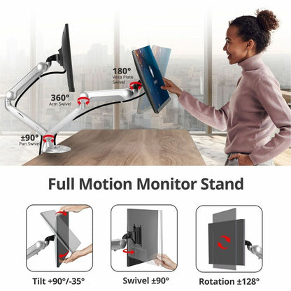 Alternate-Image1 Image for SIIG MTPRO Desk Mount Dual Gas Spring Monitor Arm - up to 32" Display - Max. Load 19.8 lbs - VESA 75 & 100mm