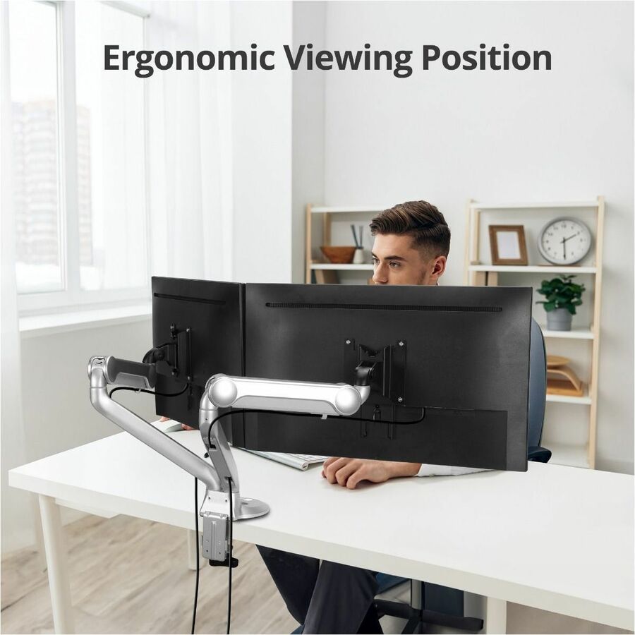 Alternate-Image3 Image for SIIG MTPRO Desk Mount Dual Gas Spring Monitor Arm - up to 32" Display - Max. Load 19.8 lbs - VESA 75 & 100mm