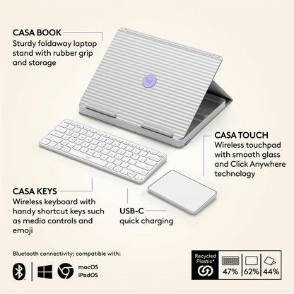 Alternate-Image5 Image for Logitech Casa Pop-Up Desk Work From Home Kit with Laptop Stand, for Laptop/MacBook (10" to 17"), Sand/Off-white