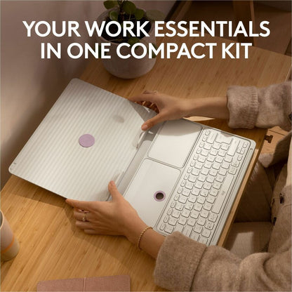 Alternate-Image2 Image for Logitech Casa Pop-Up Desk Work From Home Kit with Laptop Stand, for Laptop/MacBook (10" to 17"), Sand/Off-white