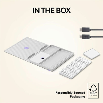 Alternate-Image6 Image for Logitech Casa Pop-Up Desk Work From Home Kit with Laptop Stand, for Laptop/MacBook (10" to 17"), Sand/Off-white