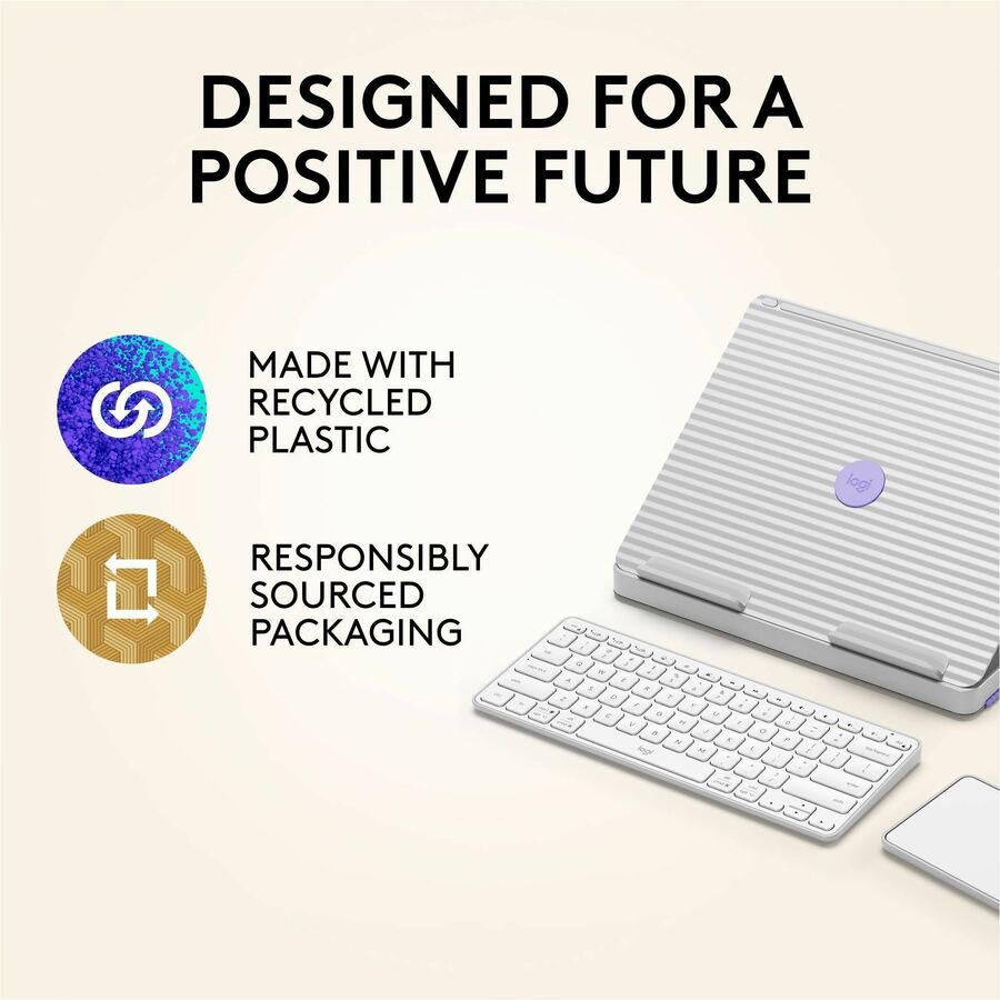 Alternate-Image1 Image for Logitech Casa Pop-Up Desk Work From Home Kit with Laptop Stand, for Laptop/MacBook (10" to 17"), Sand/Off-white