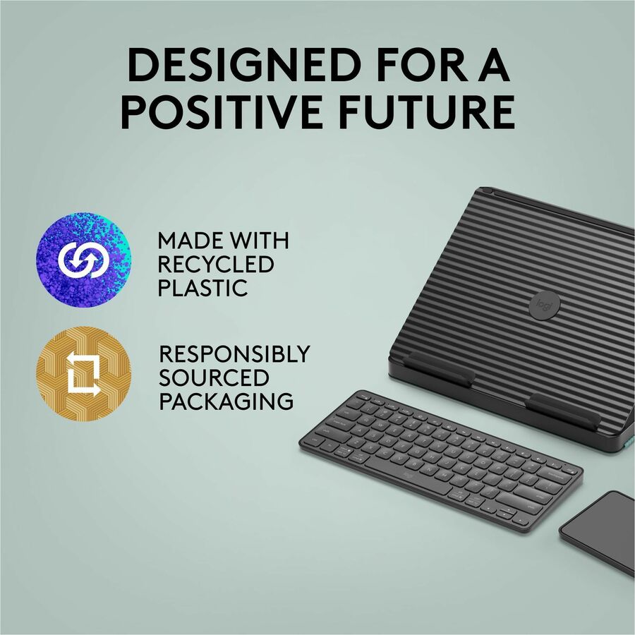 Alternate-Image1 Image for Logitech Casa Pop-Up Desk Work From Home Kit with Laptop Stand, for Laptop/MacBook (10" to 17"), Green/Graphite