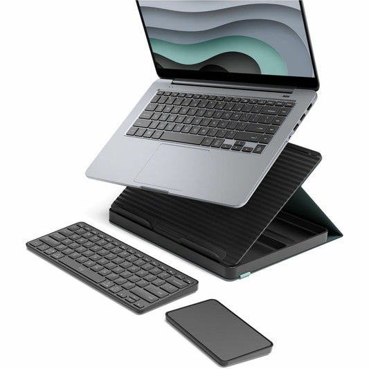 Main Image for Logitech Casa Pop-Up Desk Work From Home Kit with Laptop Stand, for Laptop/MacBook (10" to 17"), Green/Graphite