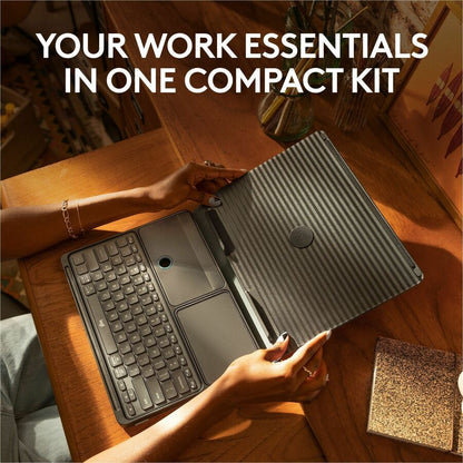 Alternate-Image2 Image for Logitech Casa Pop-Up Desk Work From Home Kit with Laptop Stand, for Laptop/MacBook (10" to 17"), Green/Graphite