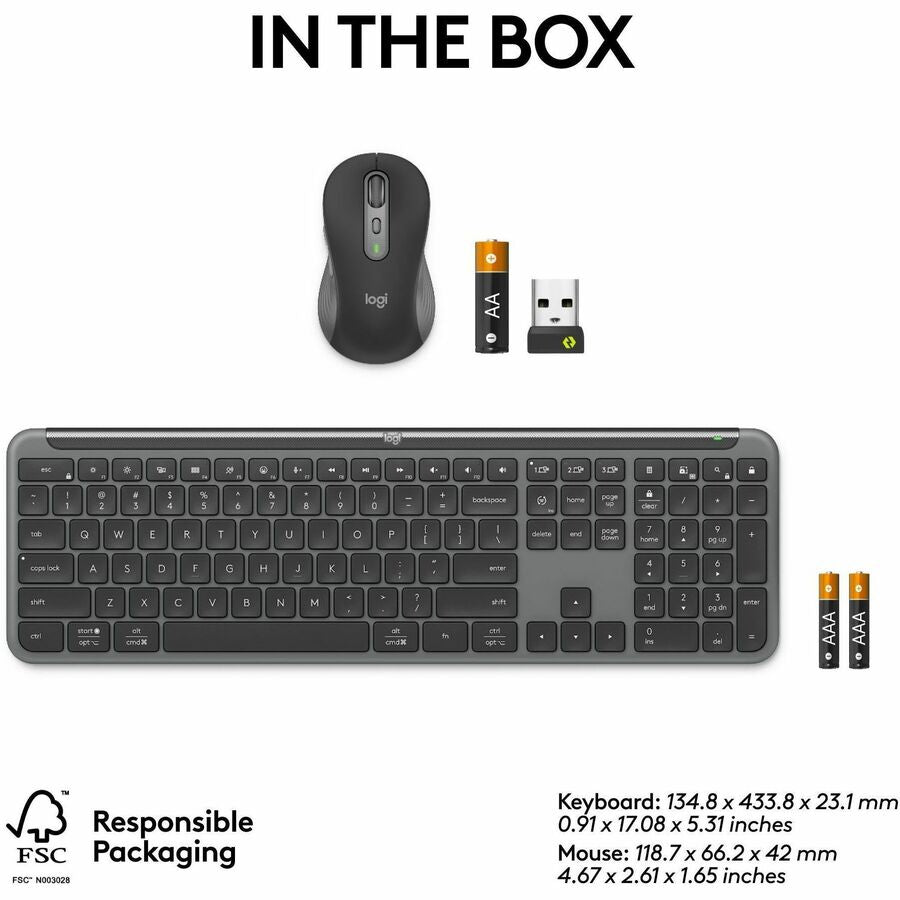 Alternate-Image10 Image for Logitech Signature Slim MK955 for Business Wireless Keyboard and Mouse Combo, Quiet Typing, Secure Receiver - Graphite