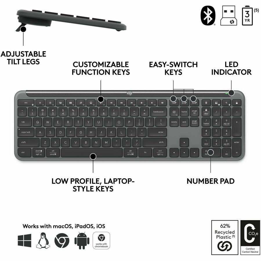 Alternate-Image5 Image for Logitech Signature Slim MK955 for Business Wireless Keyboard and Mouse Combo, Quiet Typing, Secure Receiver - Graphite